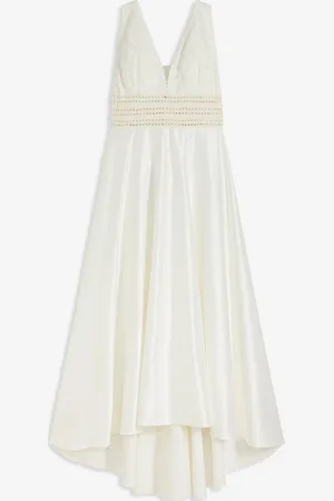 bonprix Abito da sposa in satin lucido con pizzo