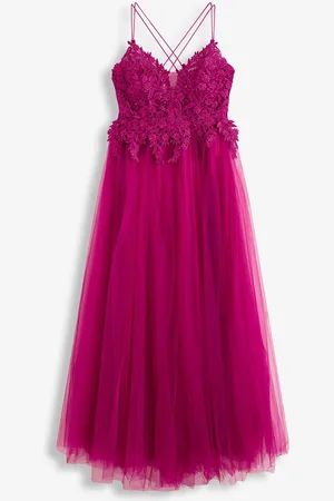 bonprix Abito lungo in tulle delicato con pizzo