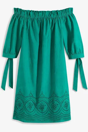 bonprix Abito con spalle scoperte con ricamo traforato