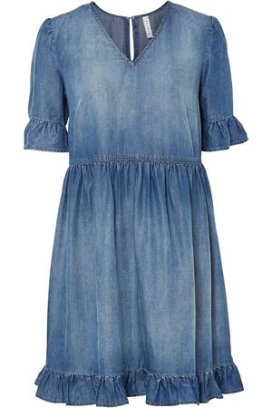 bonprix Abito di jeans con volant in Lyocell