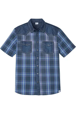 bonprix Camicia a maniche corte con inserto denim