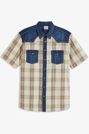 bonprix Camicia a maniche corte con inserto denim