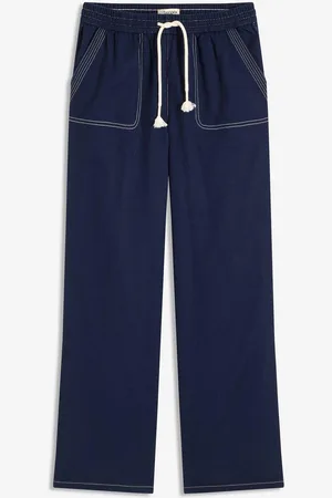 bonprix Pantaloni in leggero twill con cordoncino e cuciture a contrasto