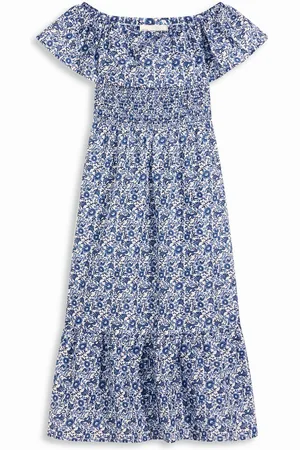 bonprix Abito midi in stile bohémien a spalle scoperte, in cotone leggero