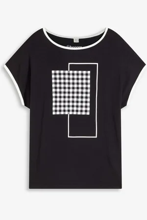 bonprix Maglia con stampa e bordi a contrasto