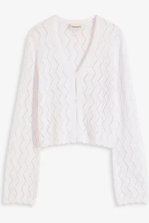 bonprix Cardigan cropped effetto uncinetto