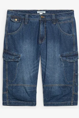 bonprix Bermuda cargo lunghi in jeans leggeri, relaxed fit