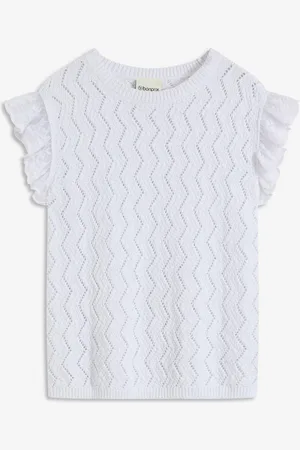 bonprix Top in maglia effetto uncinetto con pizzo