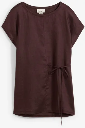 bonprix Maglia in puro lino con inserto in tessuto