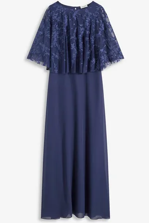 bonprix Abito lungo di chiffon con ricamo floreale