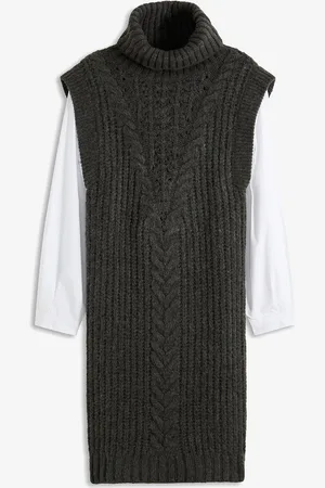 bonprix Abito in maglia con inserto di camicia