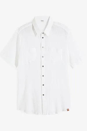 bonprix Camicia a maniche corte con effetto crinkle in puro cotone