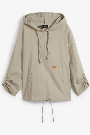 bonprix Blusa in misto lino con cappuccio