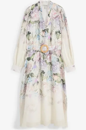 bonprix Abito midi in ramiè con cintura