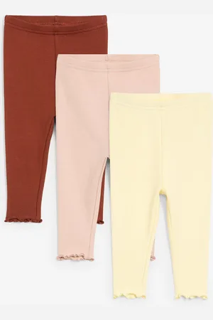 bonprix Leggings a coste in cotone biologico con volant (pacco da 3)