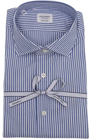 MAZZARELLI Camicia 100% Cotone A Righe E Bianco Slim Fit