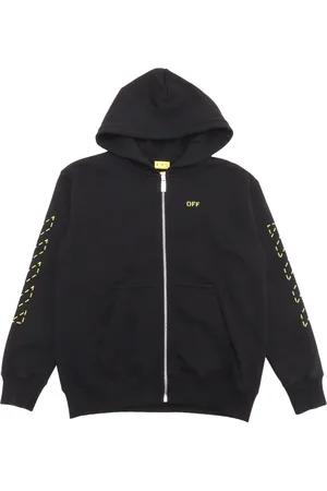 OFF-WHITE Arrow Stitched Hoodie Zip Black - Lime