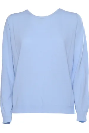KANGRA CASHMERE Maglia Azzurra A Costine
