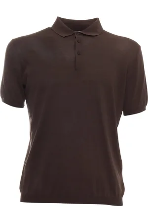 KANGRA CASHMERE Polo Seta Cotone Caffè