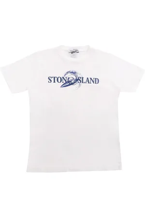Stone Island T-Shirt Bianca Con Stampa Logo