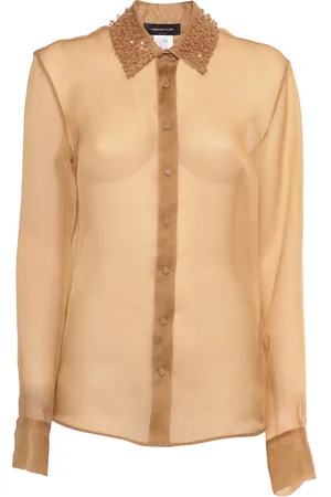 Fabiana Filippi Organza Basic Shirt With Galassia Embroidered Collar
