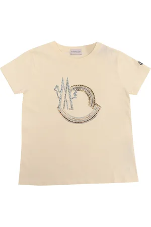 Moncler T-Shirt Crema Con Logo