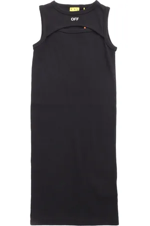 OFF-WHITE Off Stamp Clear Ribbed Dress Black - Whi