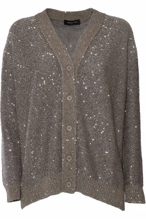 Fabiana Filippi Sequin Cotton Ribbon V Neck Cardigan