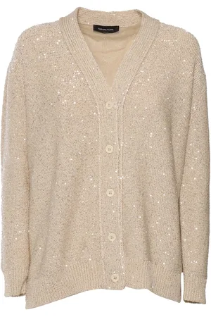 Fabiana Filippi Sequin Cotton Ribbon V Neck Cardigan