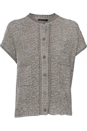 Fabiana Filippi Lurex Tweed Cape Sleeve Crew Neck Cardigan