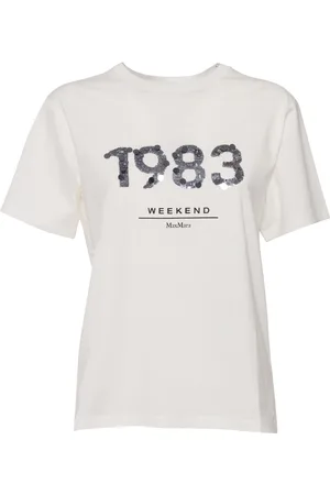 Max Mara T-Shirt Bianca Con Paillettes