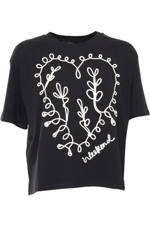 Max Mara T-Shirt Nera Con Stampe
