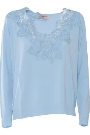 Ermanno Firenze Maglia Azzurra Con Pizzo