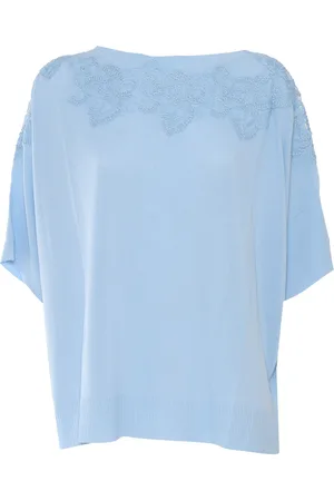 Ermanno Firenze Maglia Azzurra Con Pizzo