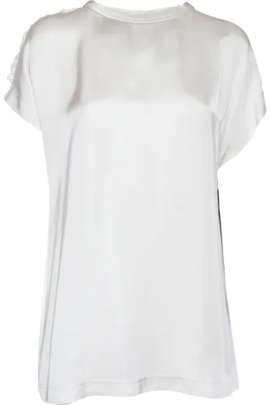 Fabiana Filippi Viscose Satin Top With Gathered Shoulder And Filo Diam