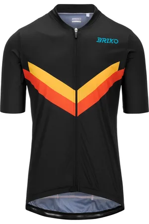 Briko MAZE STRIPE JERSEY - Active Jerseys - Shirt - Uomo - -ORANGE FLAME-YELLOW VIBRANT