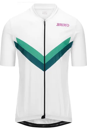 Briko MAZE STRIPE JERSEY - Active Jerseys - Shirt - Uomo - WHITE-GREEN SMERALDO-GREEN JADE