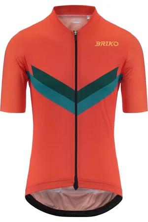 Briko MAZE STRIPE JERSEY - Active Jerseys - Shirt - Uomo - ORANGE FLAME-TURQUOISE FAIRY-GREEN SMERALDO