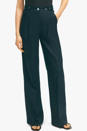 Brooks Brothers Pantalone In Lino A Gamba Larga Con Pince - Donna Pantaloni Casual 8
