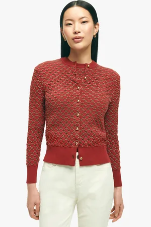 Brooks Brothers Cardigan In Cotone E Oro - Donna Maglieria L