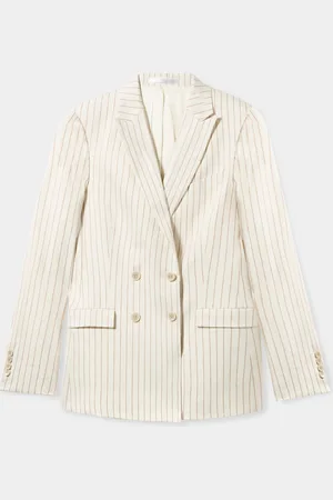 Brooks Brothers Pinstripe Linen Blend Double-breasted Blazer - Donna Giacche E Blazer Xs