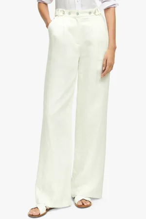 Brooks Brothers Pantalone In Lino A Gamba Larga Con Pince - Donna Pantaloni Casual 0
