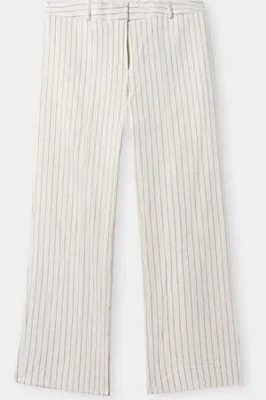 Brooks Brothers Pinstripe Linen Blend Trousers - Donna Xs