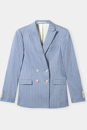 Brooks Brothers Pinstripe Linen Blend Double-breasted Blazer - Donna Giacche E Blazer Xs