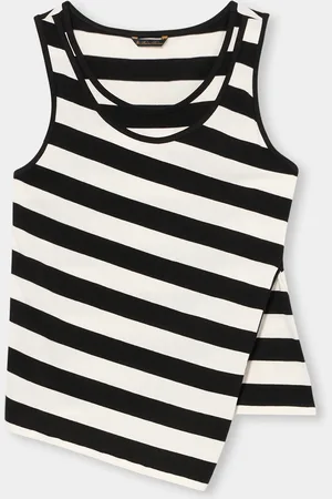 Brooks Brothers Slim Fit Striped Cotton Jersey Tank Top With Logo Embroidery - Donna Top E Polo Xs