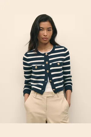 Brooks Brothers Striped Cotton Knit With Gold Buttons - Donna Maglieria L