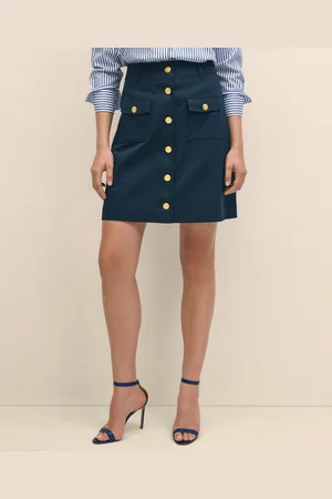 Brooks Brothers Cotton Faille A-line Skirt With Gold Buttons - Donna Vestiti E Gonne 0