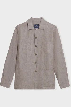 Brooks Brothers Linen Utility Shirt Jacket - Uomo Capispalla Casual 38