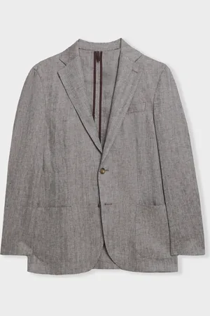 Brooks Brothers Herringbone Design Linen Blazer - Uomo Giacche E Blazer 38