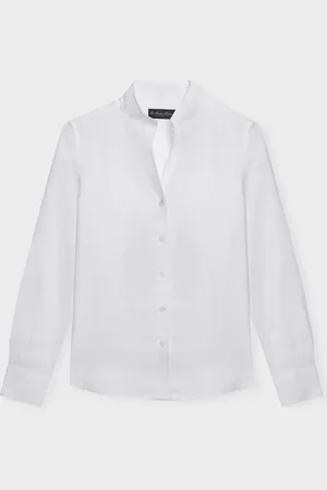 Brooks Brothers Slim Fit Linen Shirt With Stand Collar - Donna Camicie Xs
